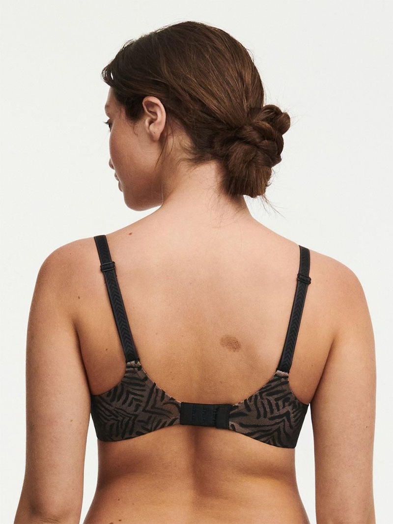 Chantelle Graphic Allure Lace Plunge T-Shirt Bras Black | USA 2258NBA