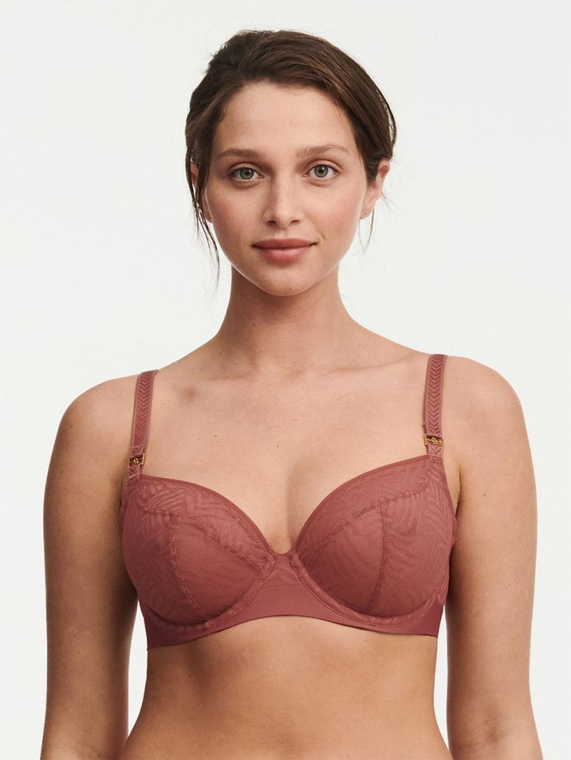 Chantelle Graphic Allure Lace Unlined Plunge Bras Amber | USA 1358ORX