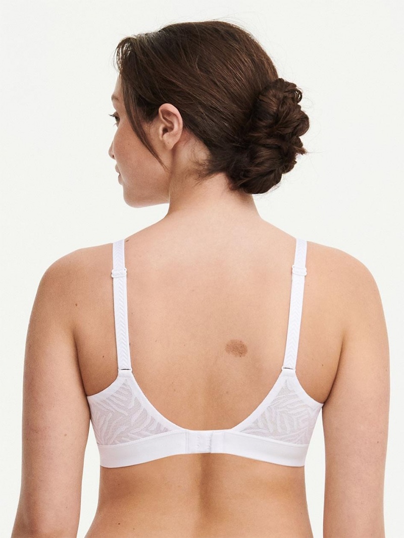 Chantelle Graphic Allure Lace Unlined Plunge Bras White | USA 1499ZGY