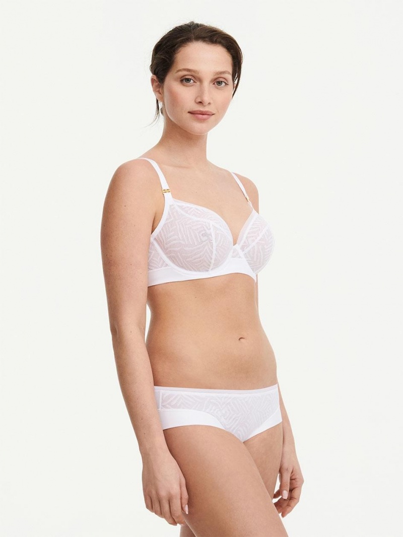 Chantelle Graphic Allure Lace Unlined Plunge Bras White | USA 1499ZGY