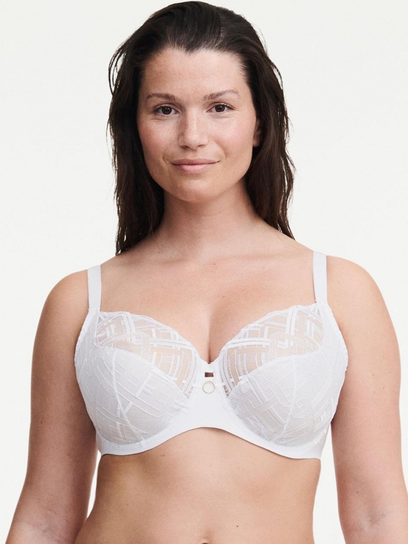 Chantelle Graphic Support Lace Full Coverage Unlined Bras White | USA 2262EXG