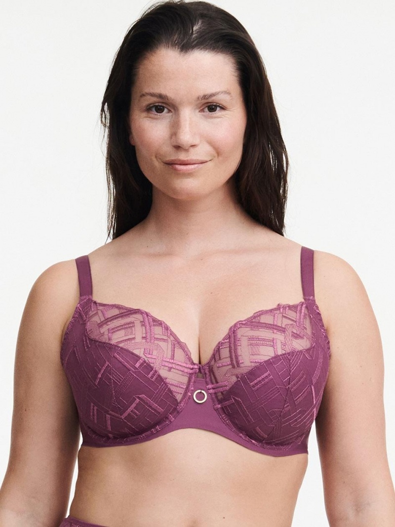 Chantelle Graphic Support Lace Full Coverage Unlined Bras Tannin | USA 2266UTL