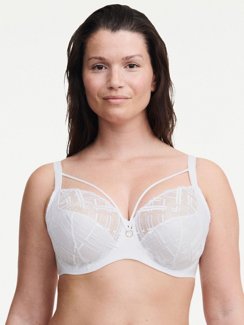 Chantelle Graphic Support Lace Full Coverage Unlined Bras White | USA 1467FMM