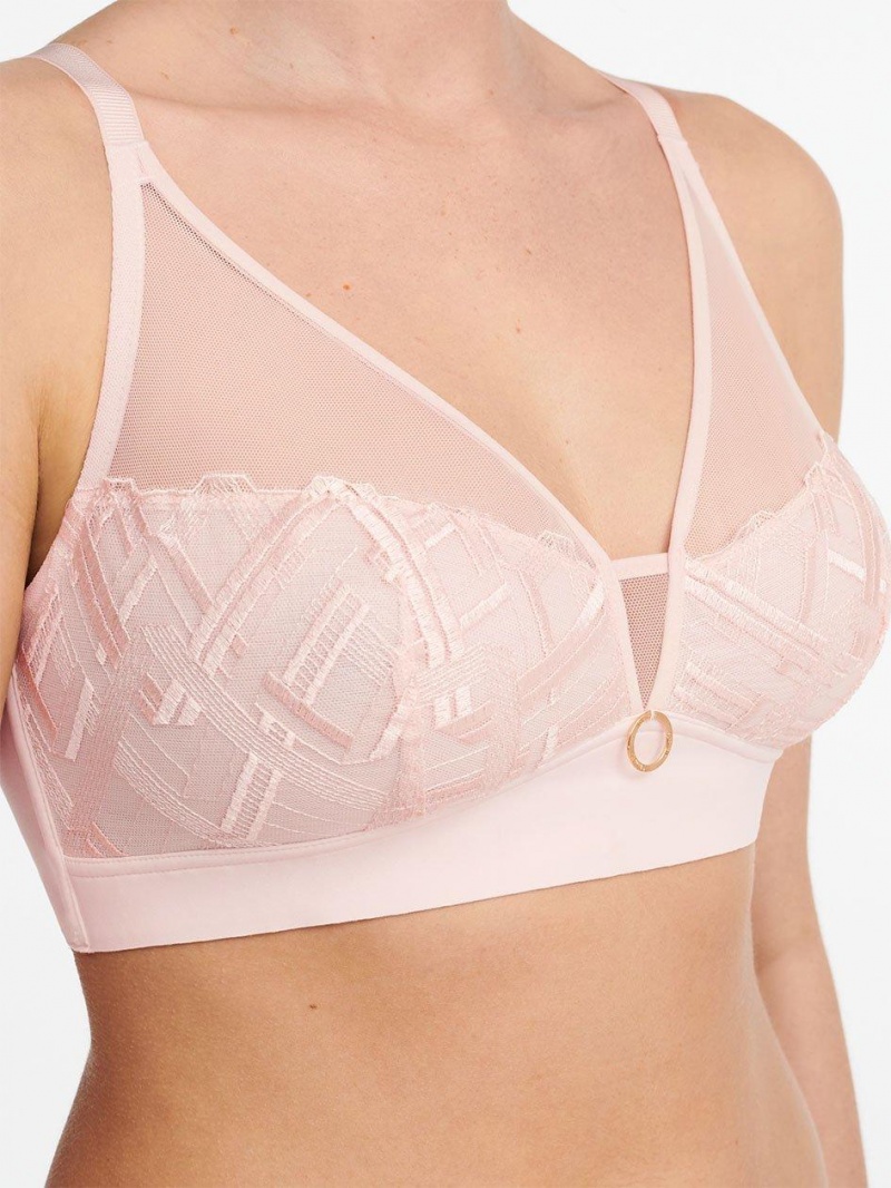 Chantelle Graphic Support Lace Wireless Bras Taffeta Pink | USA 1399BCP