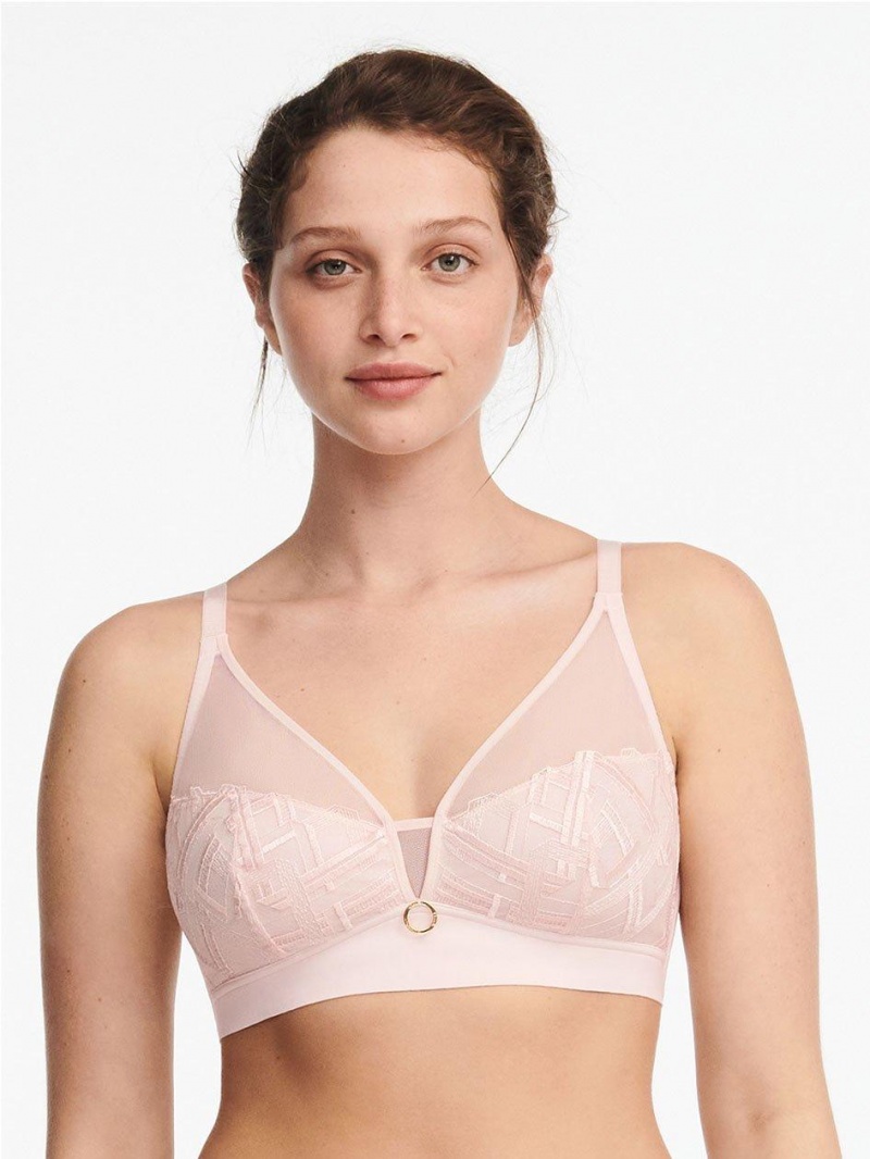 Chantelle Graphic Support Lace Wireless Bras Taffeta Pink | USA 1399BCP