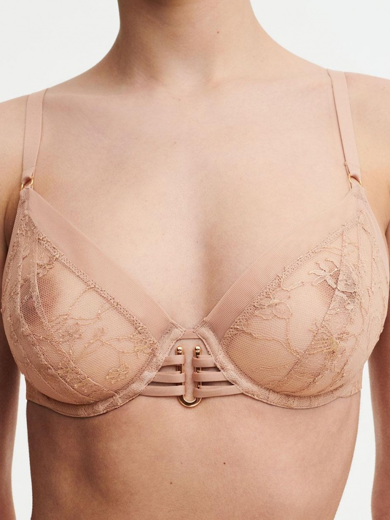 Chantelle Impulse Plunge Underwire Bras Nude Lurex | USA 2291YUK