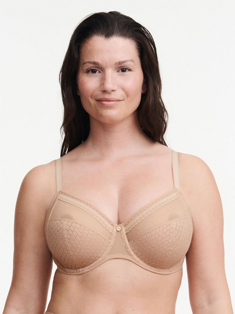 Chantelle Lucie Lace Comfort Underwire Bras Clay Nude | USA 1547HKW