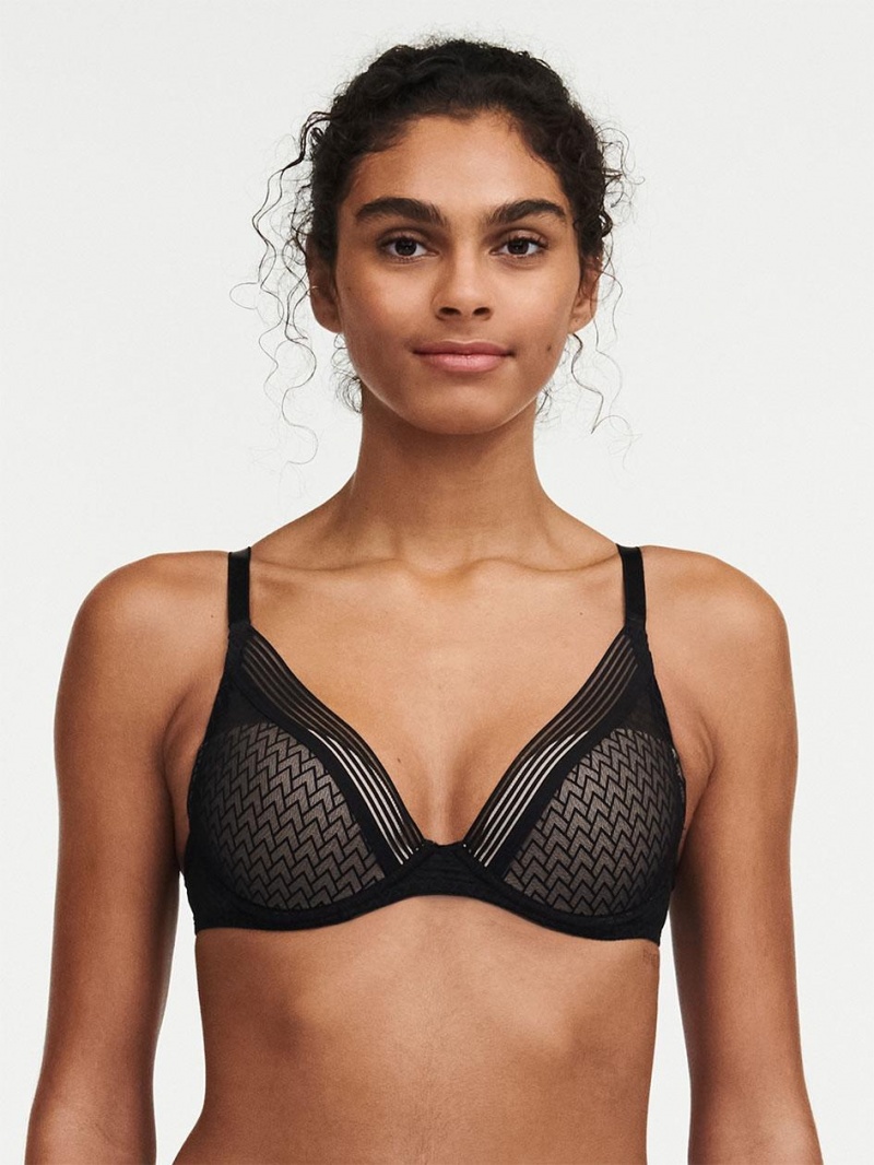 Chantelle Manhattan Plunge T-Shirt, Passionata designed by CL Bras Black | USA 1322NBA