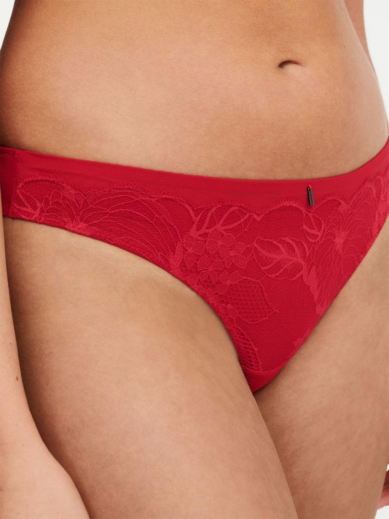 Chantelle Midnight Flowers Tanga Panties Scarlett Red | USA 2511VDR