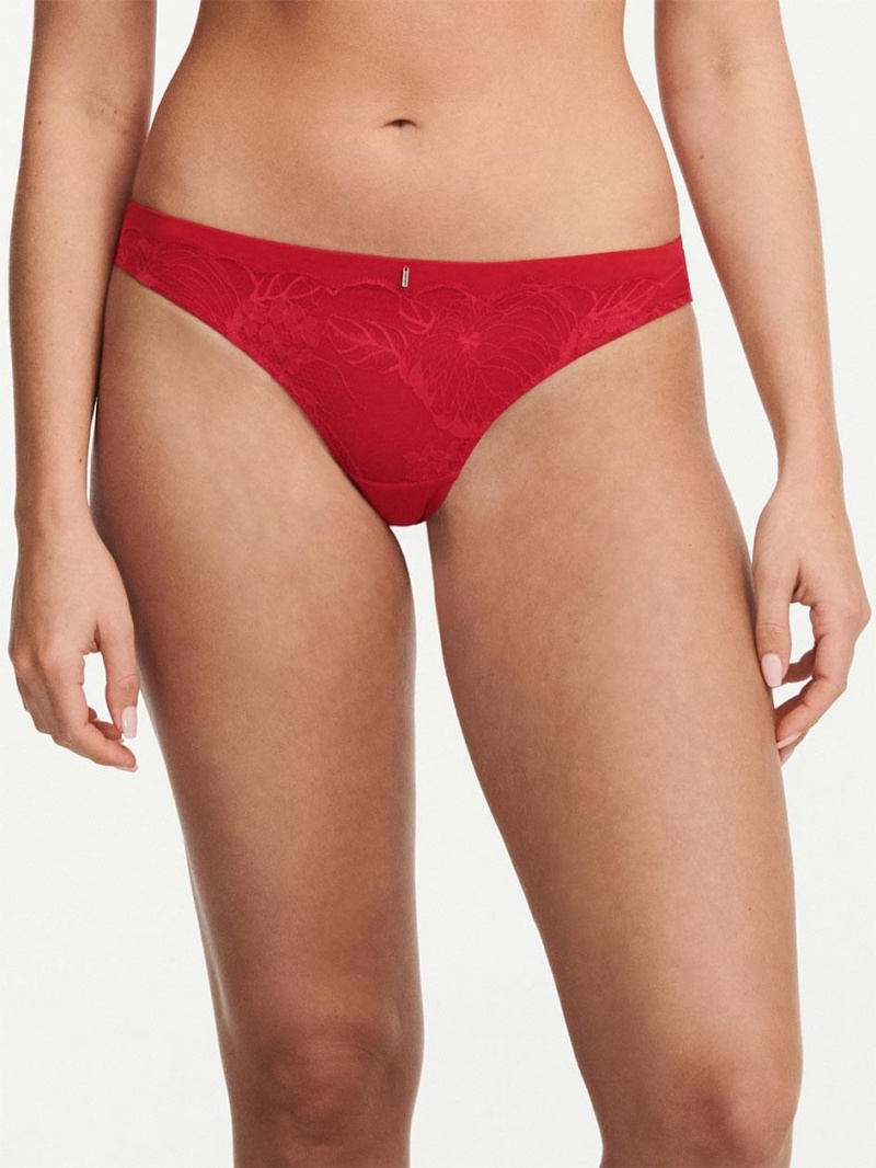 Chantelle Midnight Flowers Tanga Panties Scarlett Red | USA 2511VDR