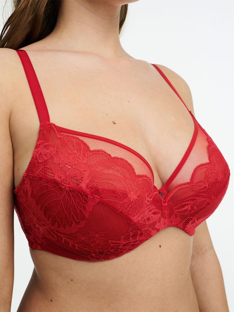 Chantelle Midnight Flowers Underwire Bras Scarlett Red | USA 2330CET