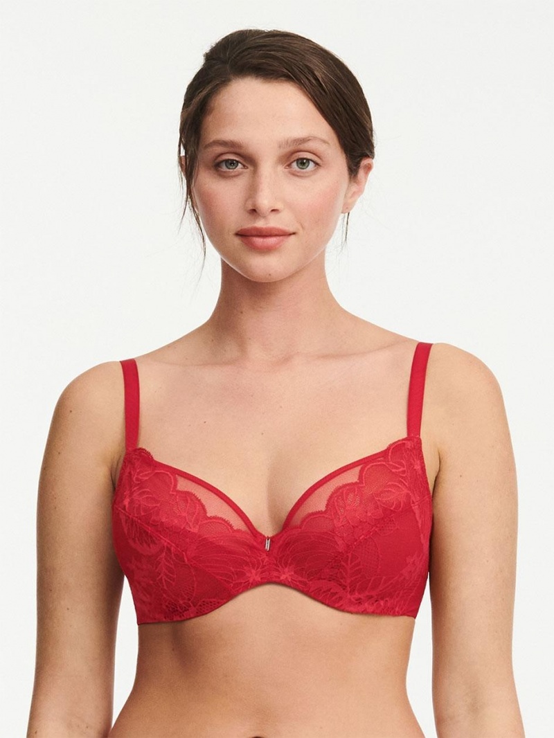 Chantelle Midnight Flowers Underwire Bras Scarlett Red | USA 2330CET