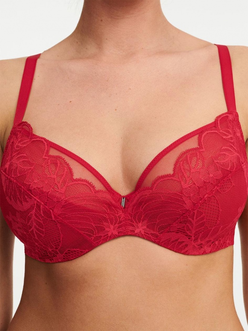 Chantelle Midnight Flowers Underwire Bras Scarlett Red | USA 2330CET