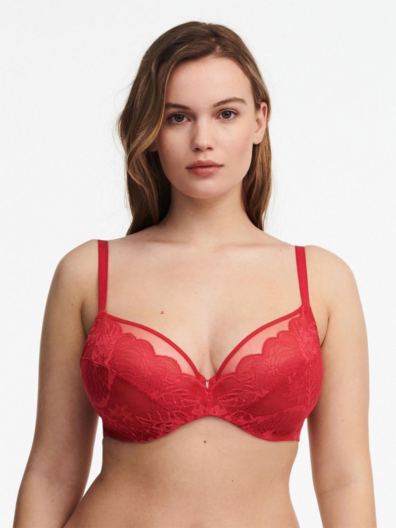 Chantelle Midnight Flowers Underwire Bras Scarlett Red | USA 2330CET