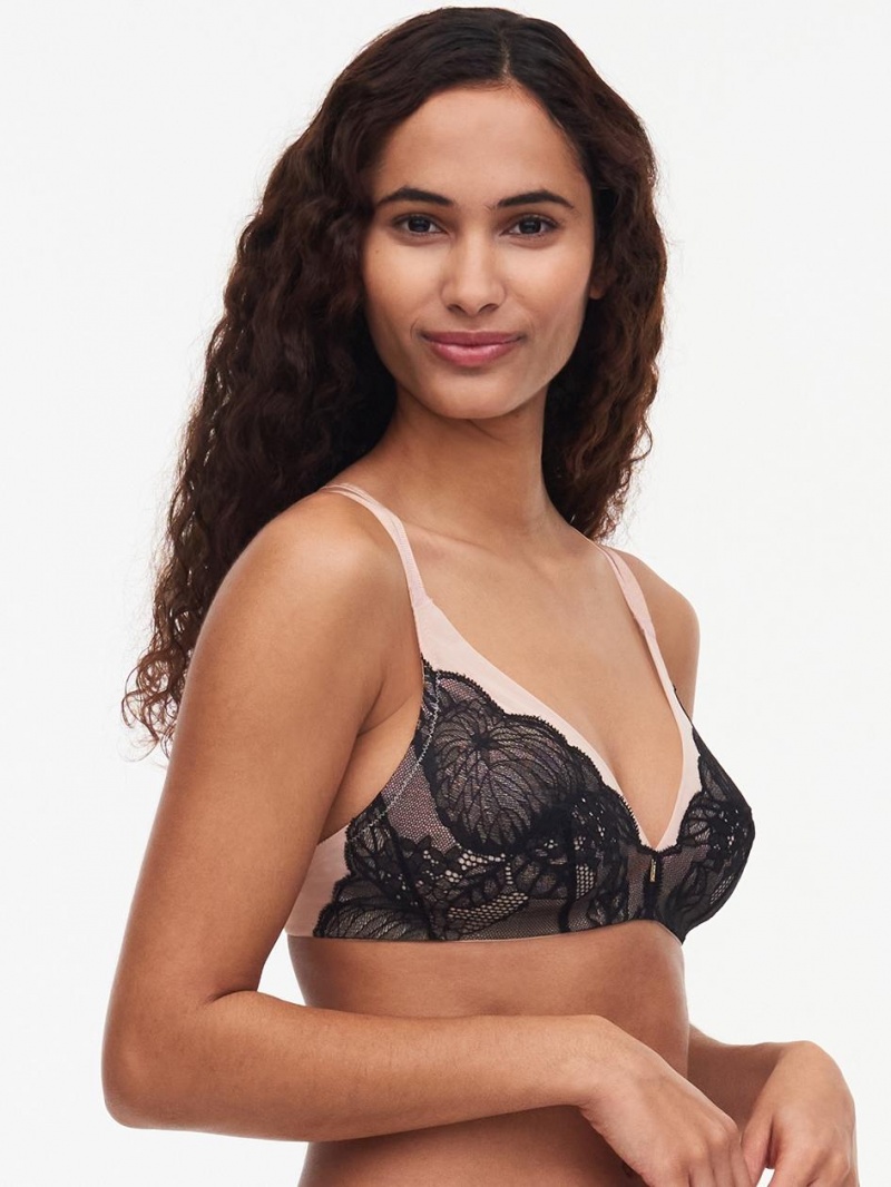 Chantelle Midnight Flowers Wireless Bras Black | USA 1176ORX