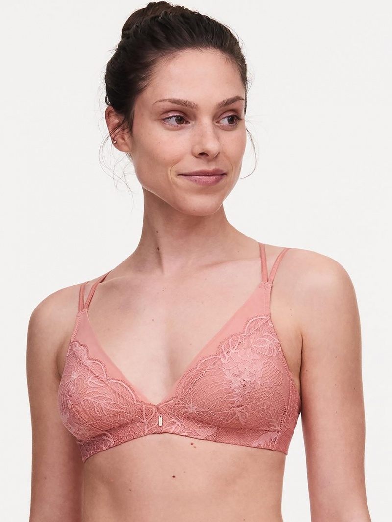 Chantelle Midnight Flowers Wireless Bras Peach Delight | USA 1177PQC