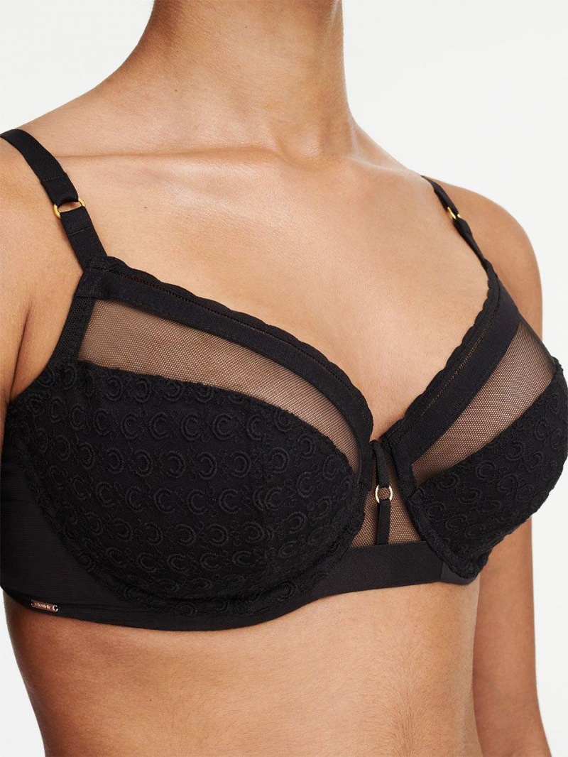 Chantelle Monogram Plunge Unlined Bras Black | USA 1377WYF