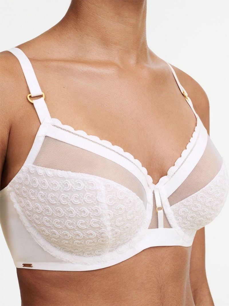 Chantelle Monogram Plunge Unlined Bras White | USA 1352EXG