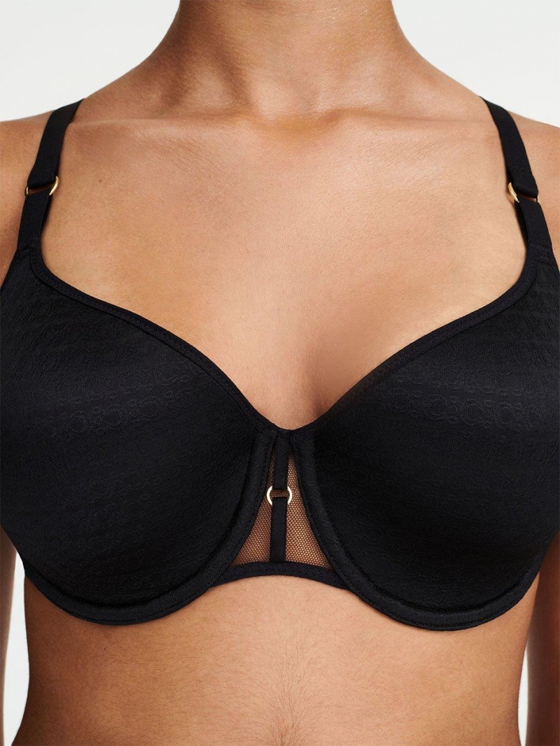 Chantelle Monogram Smooth Lightweight T-Shirt Bras Black | USA 1041RWH