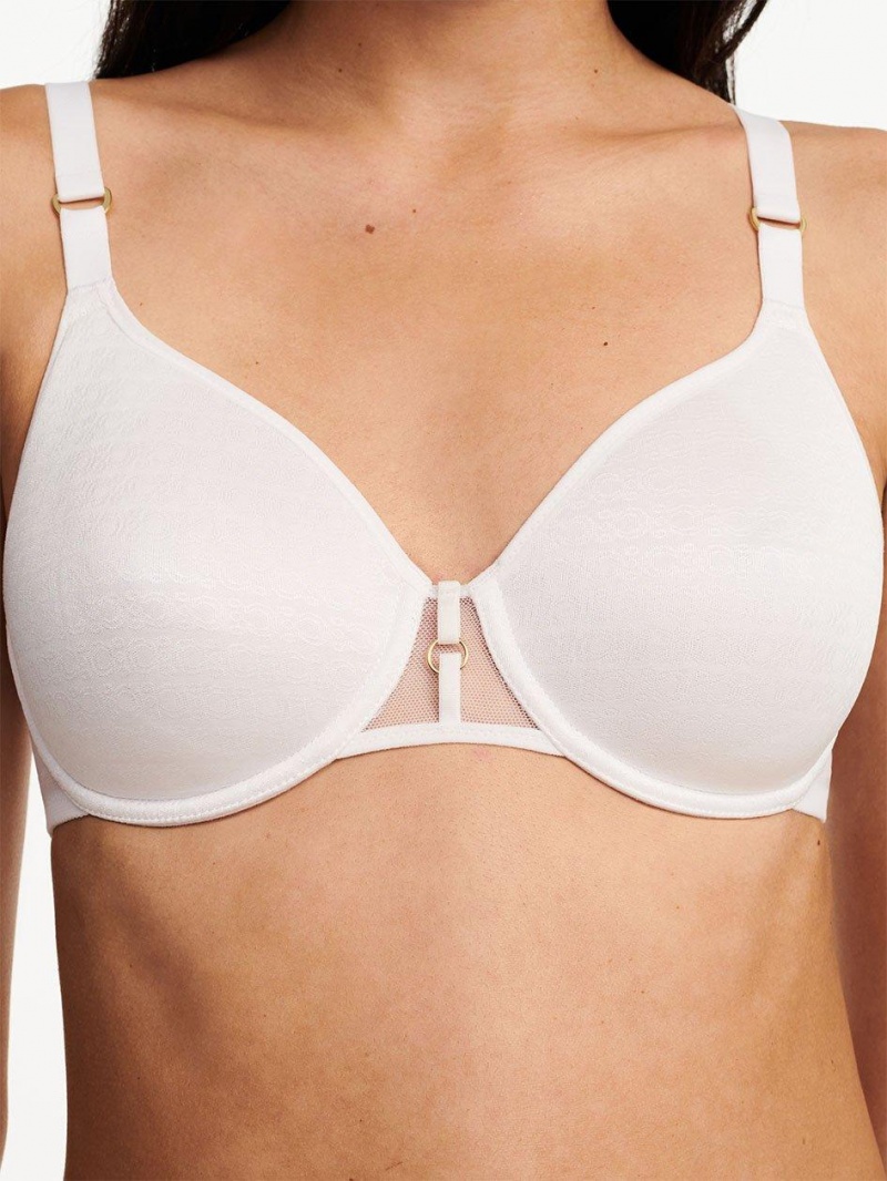 Chantelle Monogram Smooth Lightweight T-Shirt Bras White | USA 1448XFU