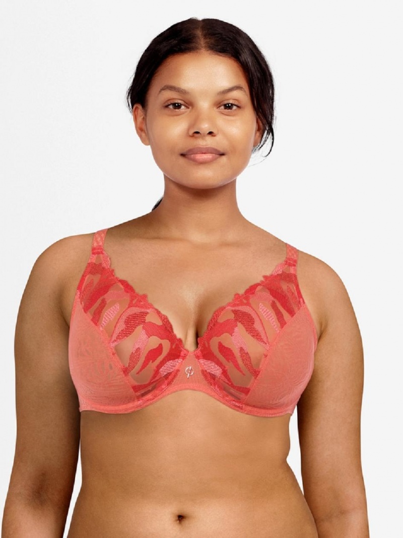 Chantelle Montaigne Plunge Underwire Bras Spark Orange | USA 1048APV