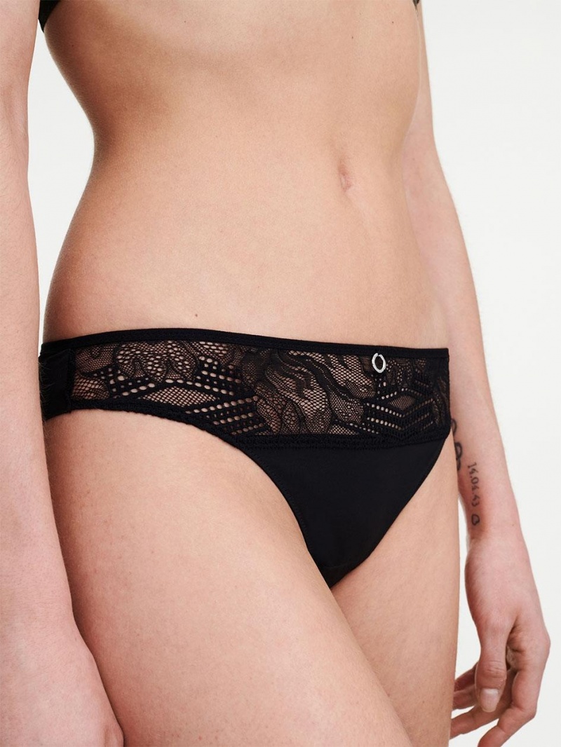 Chantelle Naya Lace Tanga Panties Black | USA 1934DNN