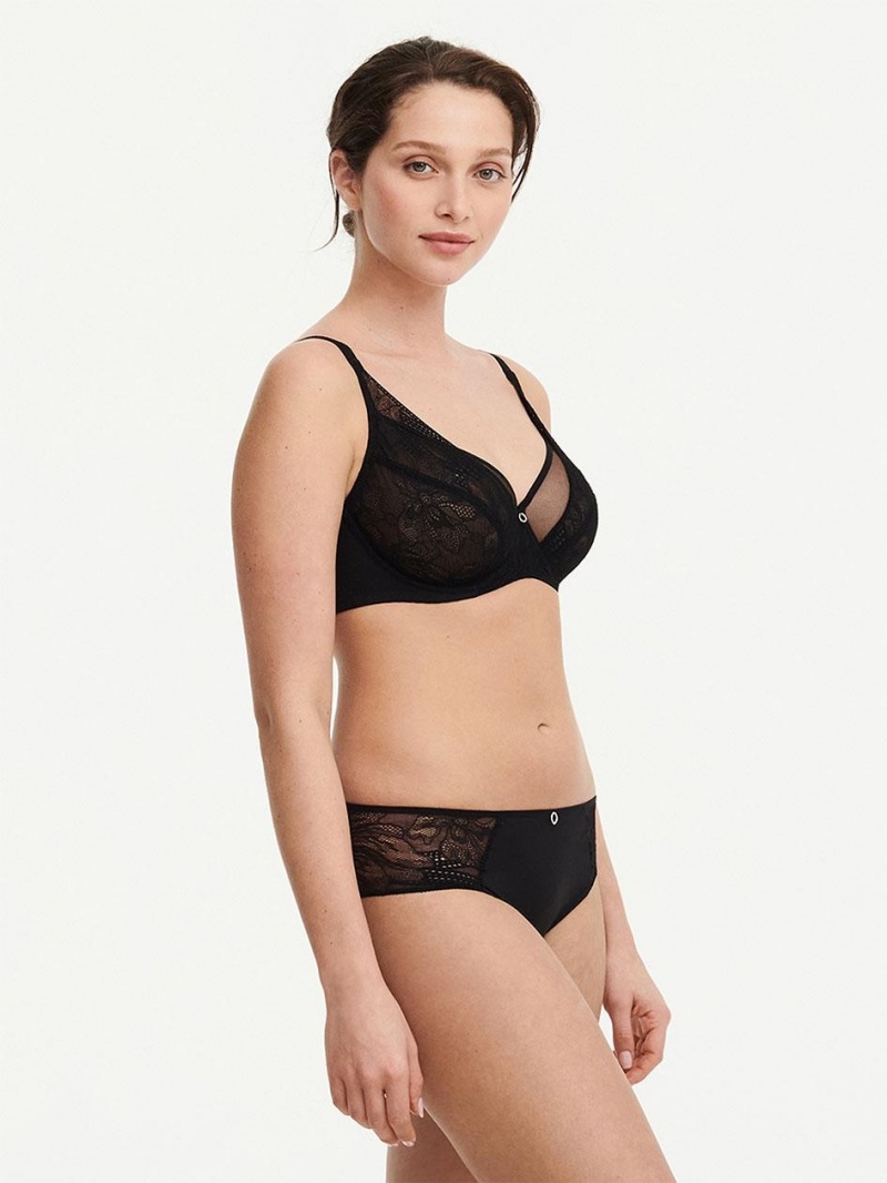 Chantelle Naya Lace Unlined Underwire Bras Black | USA 1419KIR