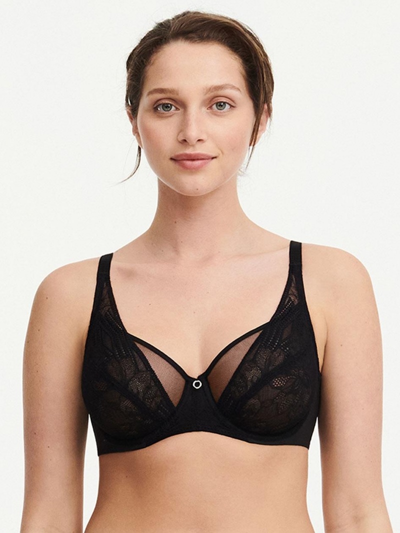 Chantelle Naya Lace Unlined Underwire Bras Black | USA 1419KIR