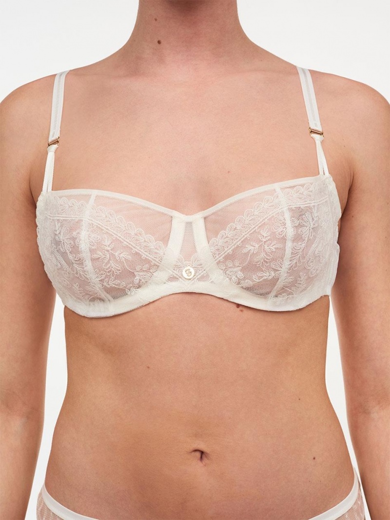 Chantelle New Romance Lace Underwire Demi Bras Ivory | USA 2161YUK