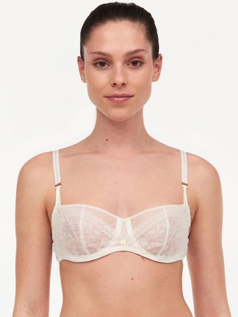 Chantelle New Romance Lace Underwire Demi Bras Ivory | USA 2161YUK