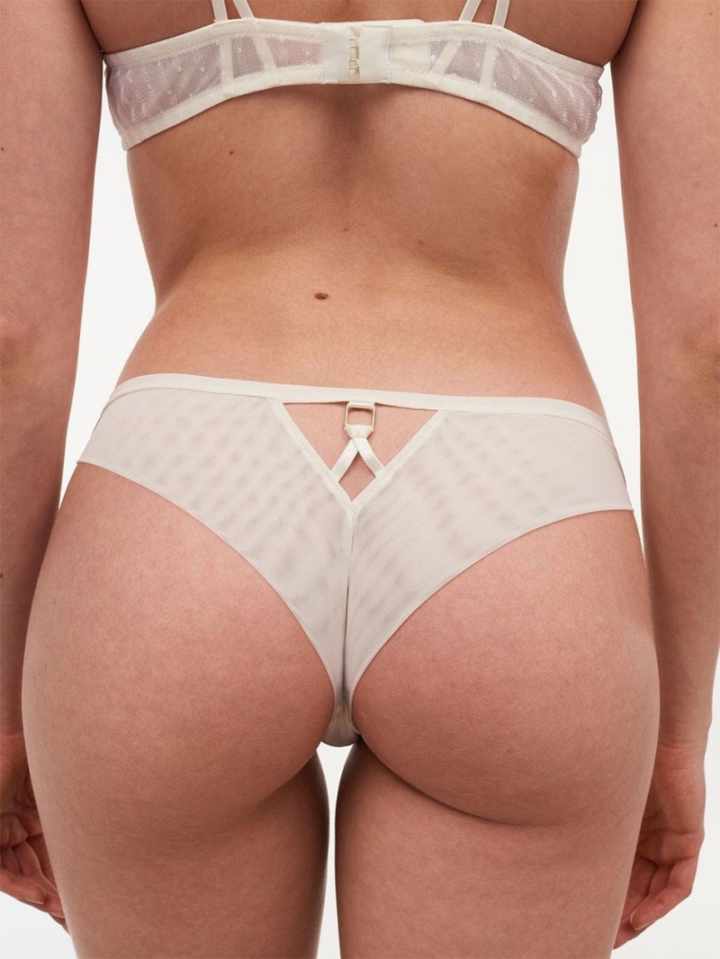 Chantelle New Romance Tanga Panties Ivory | USA 1787CEI