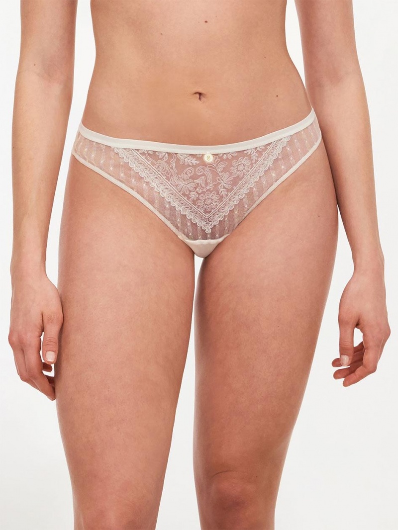 Chantelle New Romance Tanga Panties Ivory | USA 1787CEI