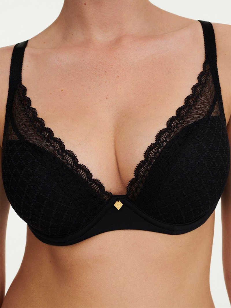 Chantelle Norah Chic Plunge T-Shirt Bras Black | USA 1480QZD