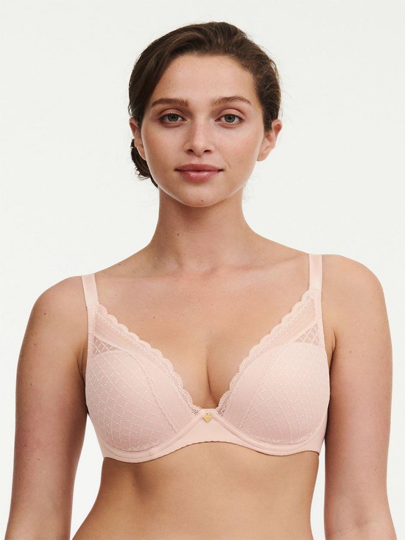 Chantelle Norah Chic Plunge T-Shirt Bras Nude Rose | USA 1606VDO