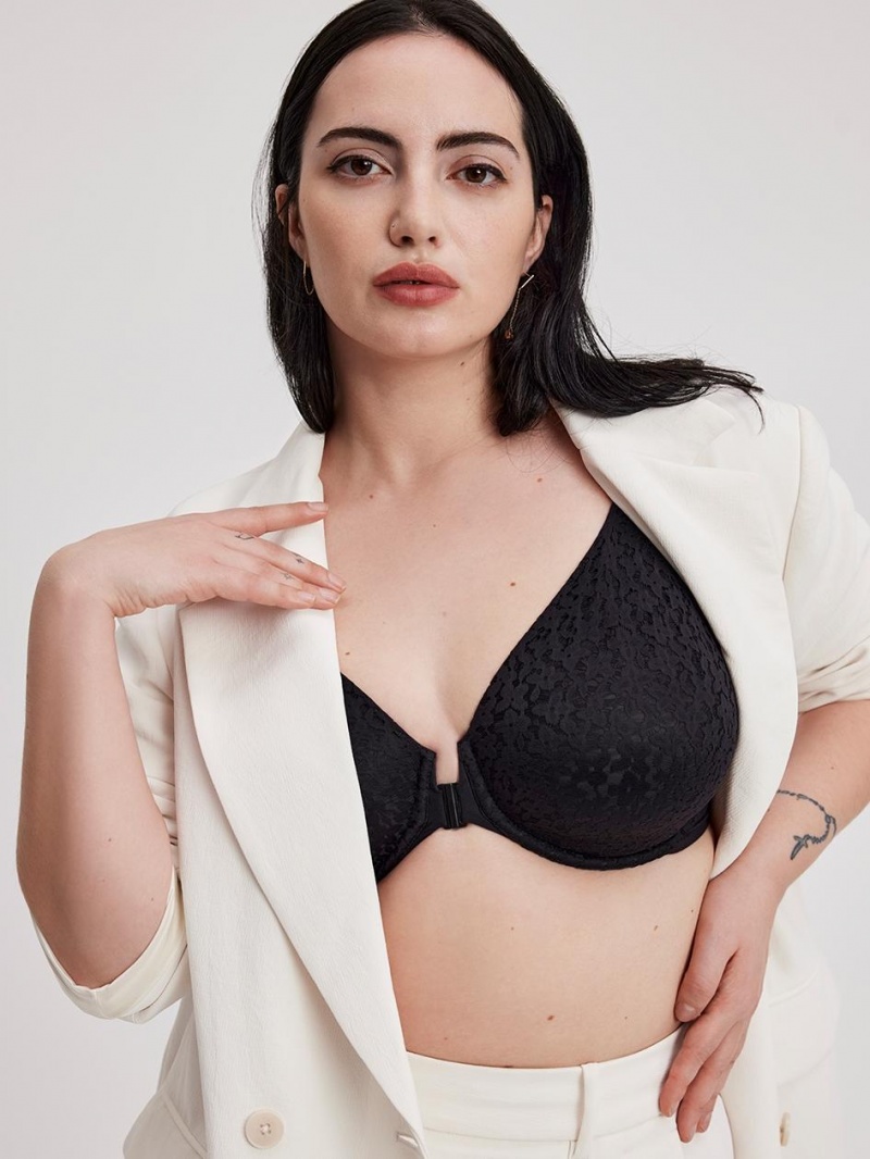 Chantelle Norah Comfort Front Closure Bras Black | USA 1458TVJ