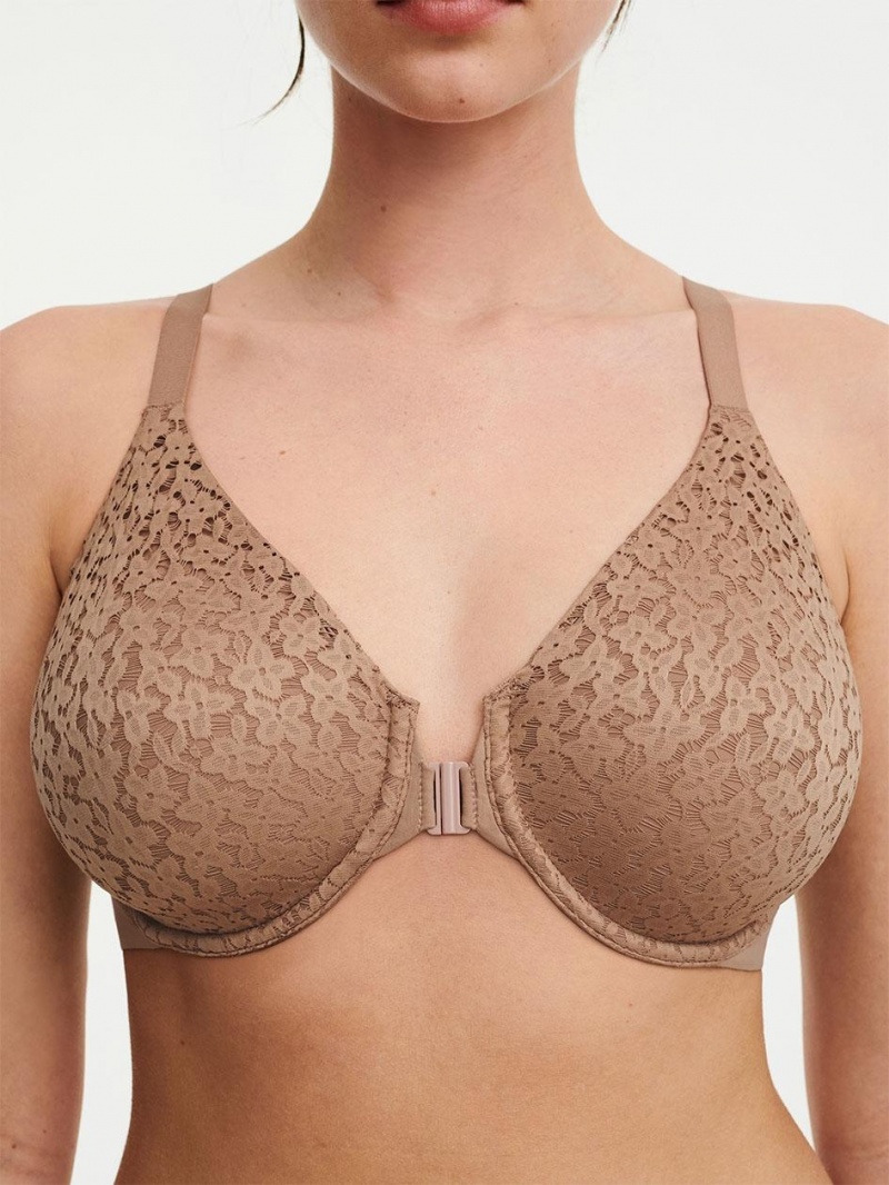 Chantelle Norah Comfort Front Closure Bras Coffee Latte | USA 1567PQC