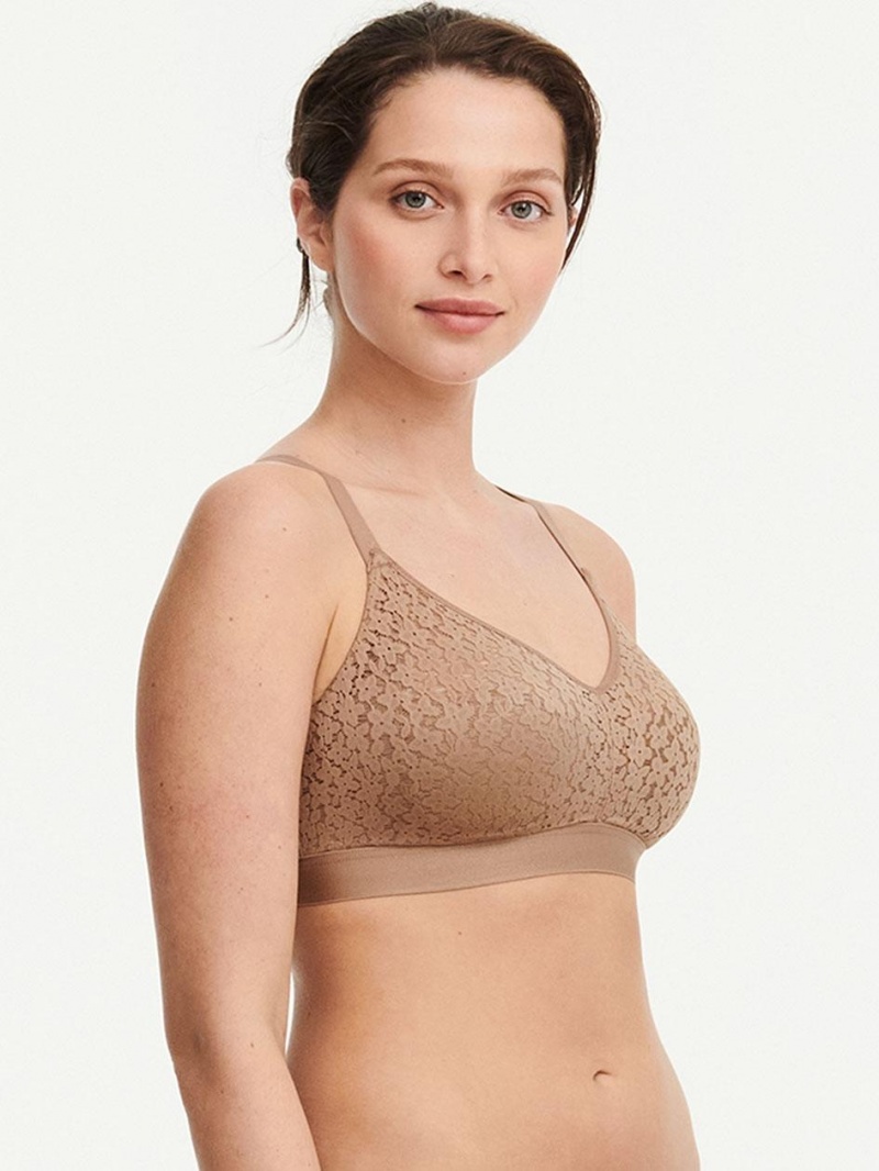 Chantelle Norah Comfort Supportive Wirefree Bras Coffee Latte | USA 1546GLQ