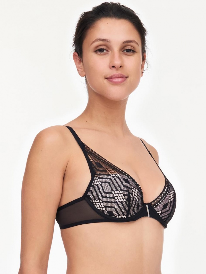 Chantelle Ondine Lace Plunge Contour, Passionata designed by CL Bras Black | USA 2221FMM