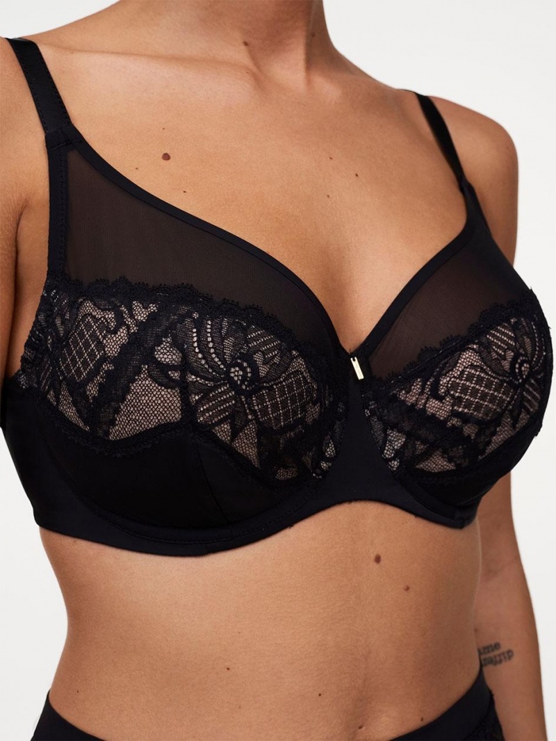 Chantelle Orangerie Dream Full Coverage Underwire Bras Black | USA 2270APV