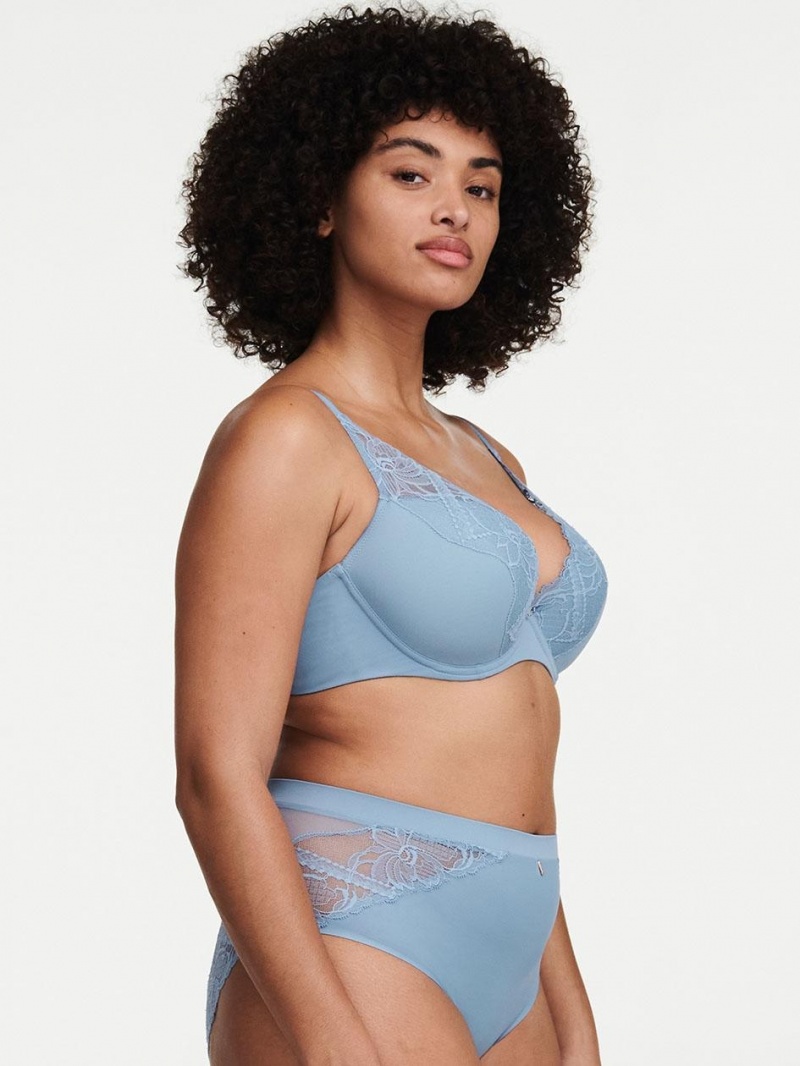 Chantelle Orangerie Dream Lace Contour Plunge Bras Grey Mist | USA 1029KIR