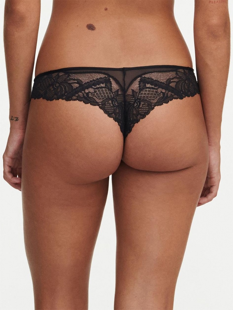 Chantelle Orangerie Dream Tanga Panties Black | USA 1864XFU