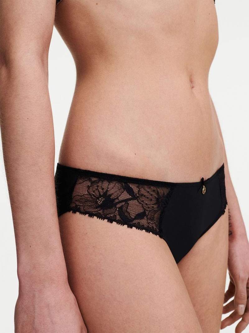 Chantelle Orchids Brief Panties Black | USA 2520FMD