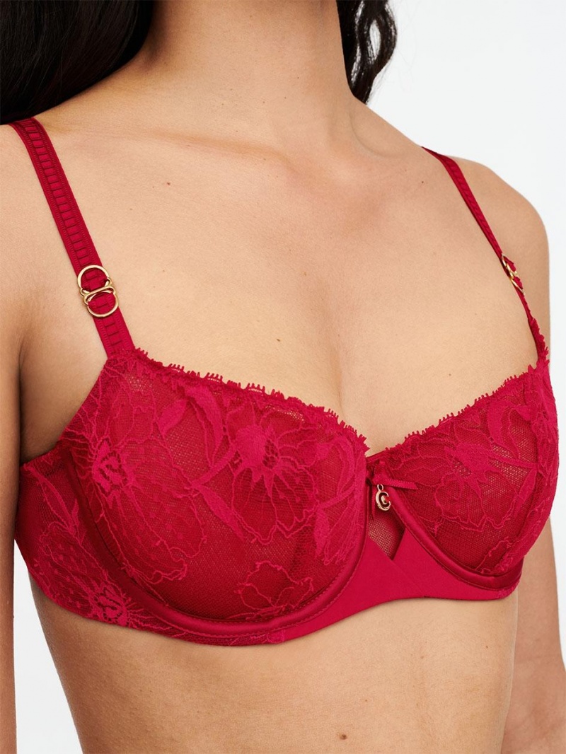 Chantelle Orchids Demi Bras Passion Red | USA 2335JJP