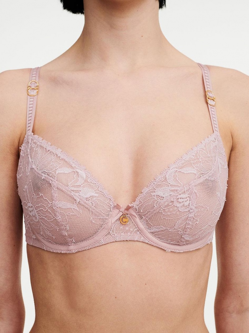 Chantelle Orchids Plunge Unlined Bras English Rose | USA 2305ZGY