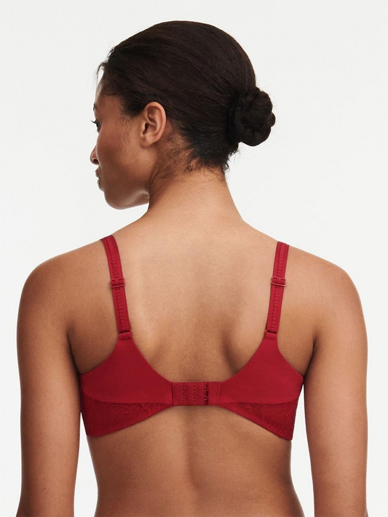 Chantelle Orchids Plunge Unlined Bras Passion Red | USA 2333LHI