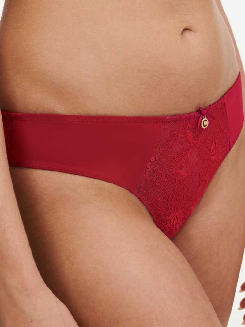 Chantelle Orchids Tanga Panties Passion Red | USA 2532WYN