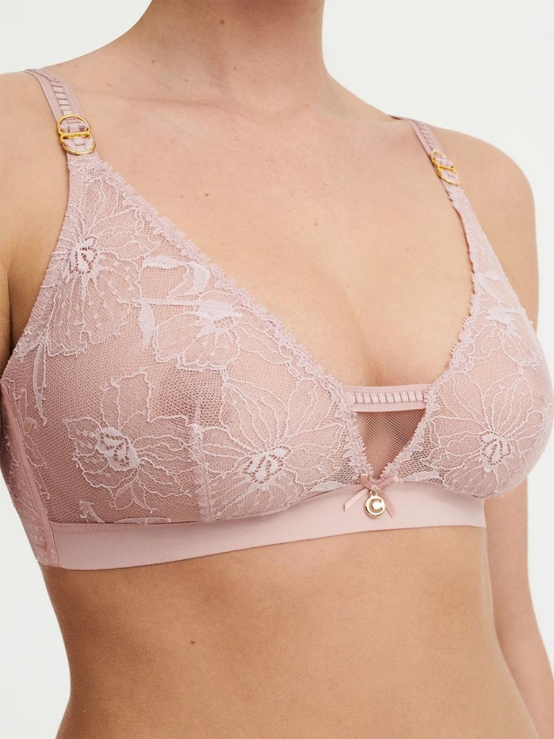 Chantelle Orchids Wireless Triangle Bras English Rose | USA 2298DNN