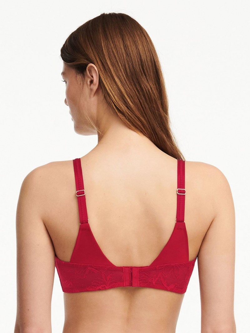 Chantelle Orchids Wireless Triangle Bras Passion Red | USA 2346YUX