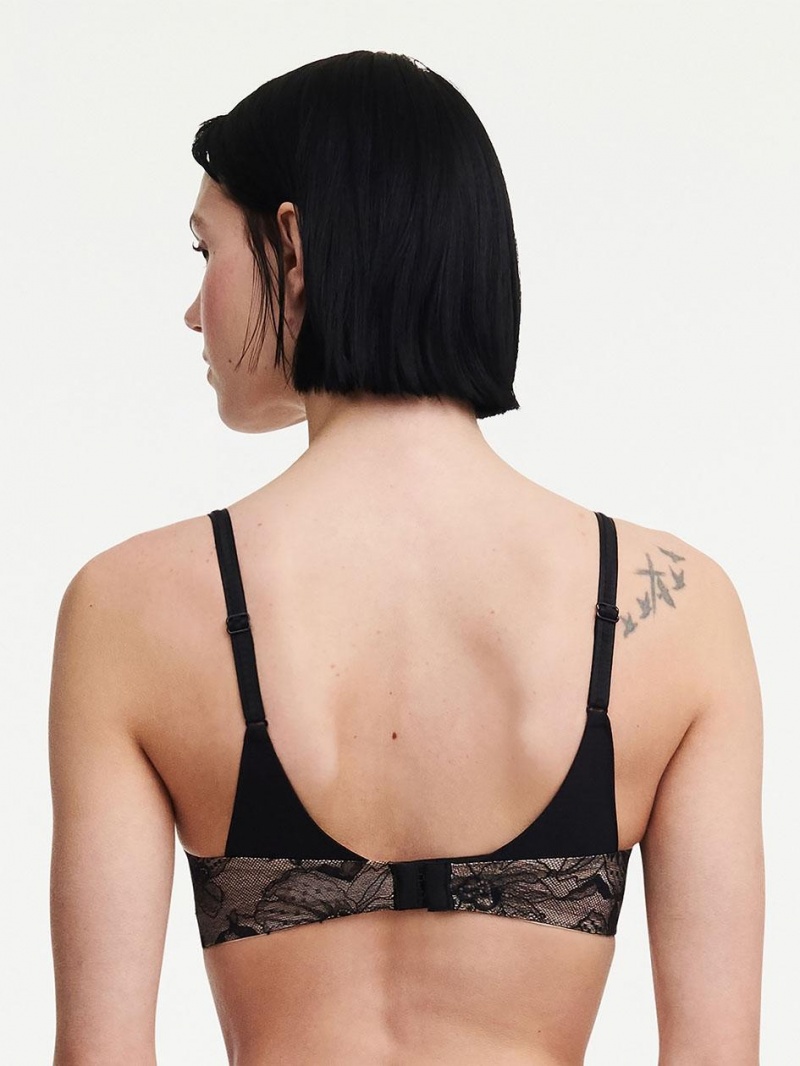 Chantelle Orchids Wireless Triangle Bras Black | USA 1220QZD