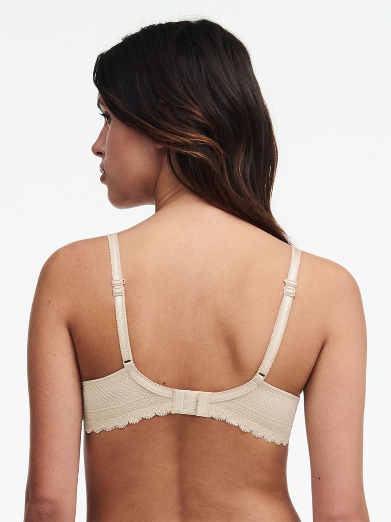 Chantelle Parisian Allure Plunge T-Shirt Bras Nude Sand | USA 1240XFU